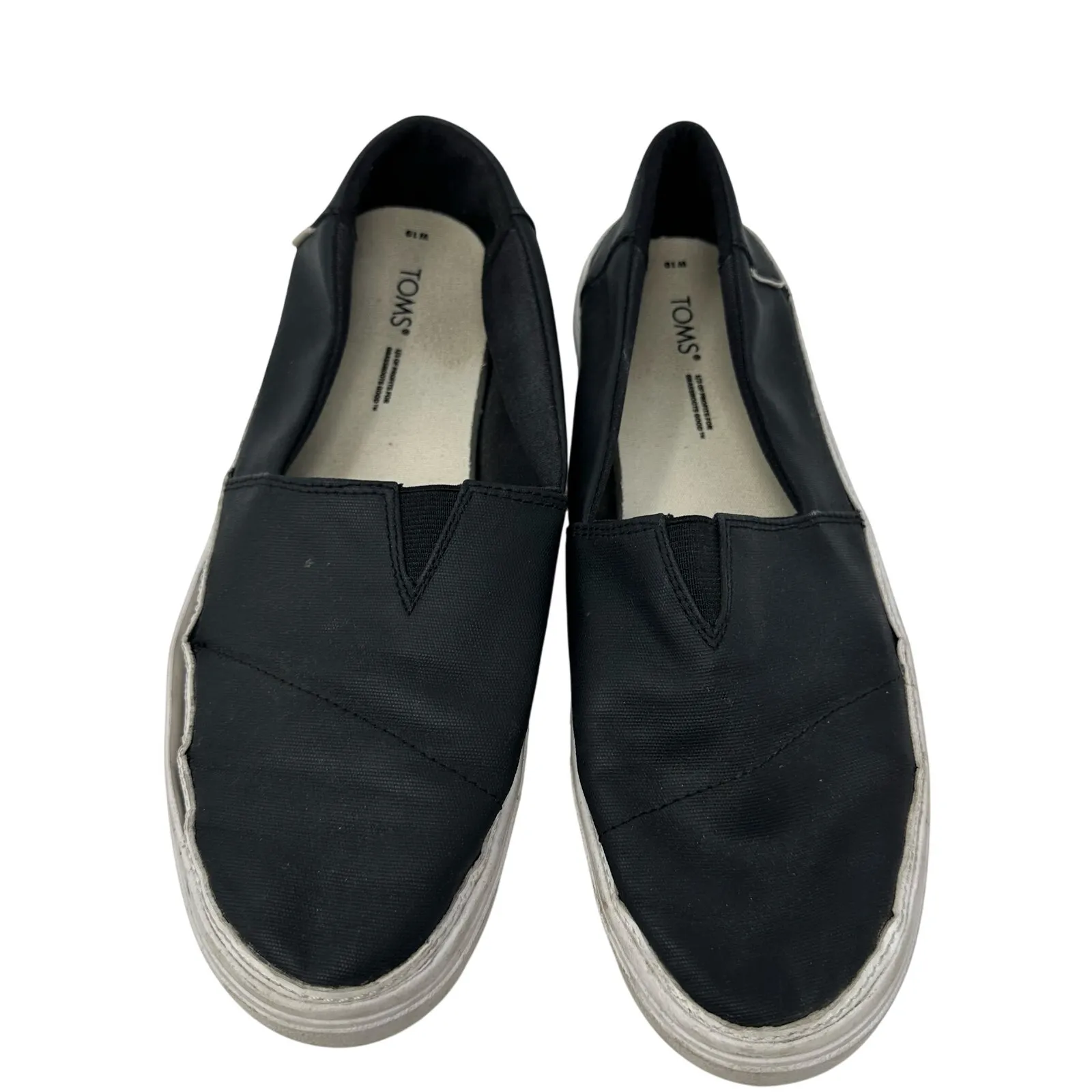 Toms Size 10 Black Slip On Casual Shoes Comfort Women Ladies Active Flat - Image 3