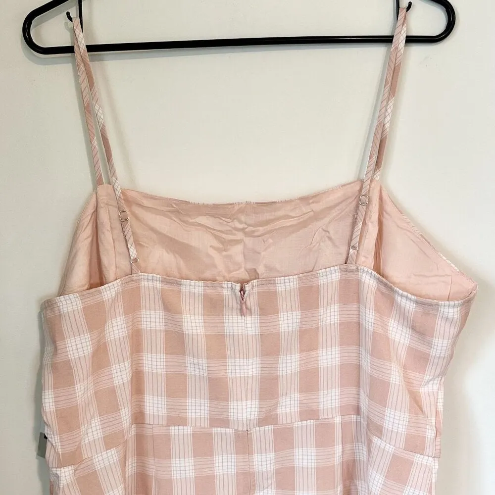 NWT BP by Nordstrom Gingham Plaid Coral Spaghetti Strap Mini Dress - - Image 8