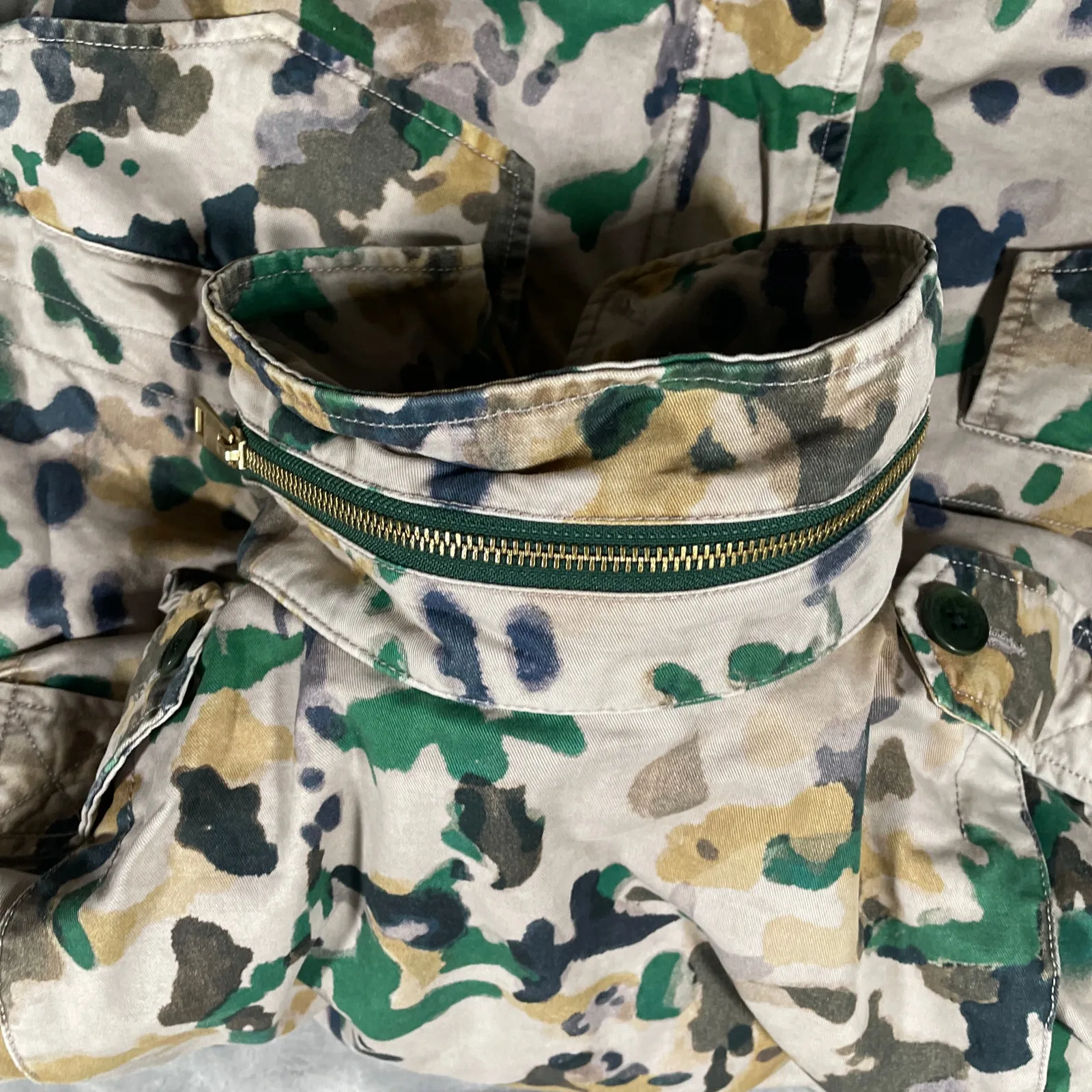 Zadig Voltaire Kris Camou Jacket Small Faux Fur Lined Removable Hood Cozy Warm - Image 12