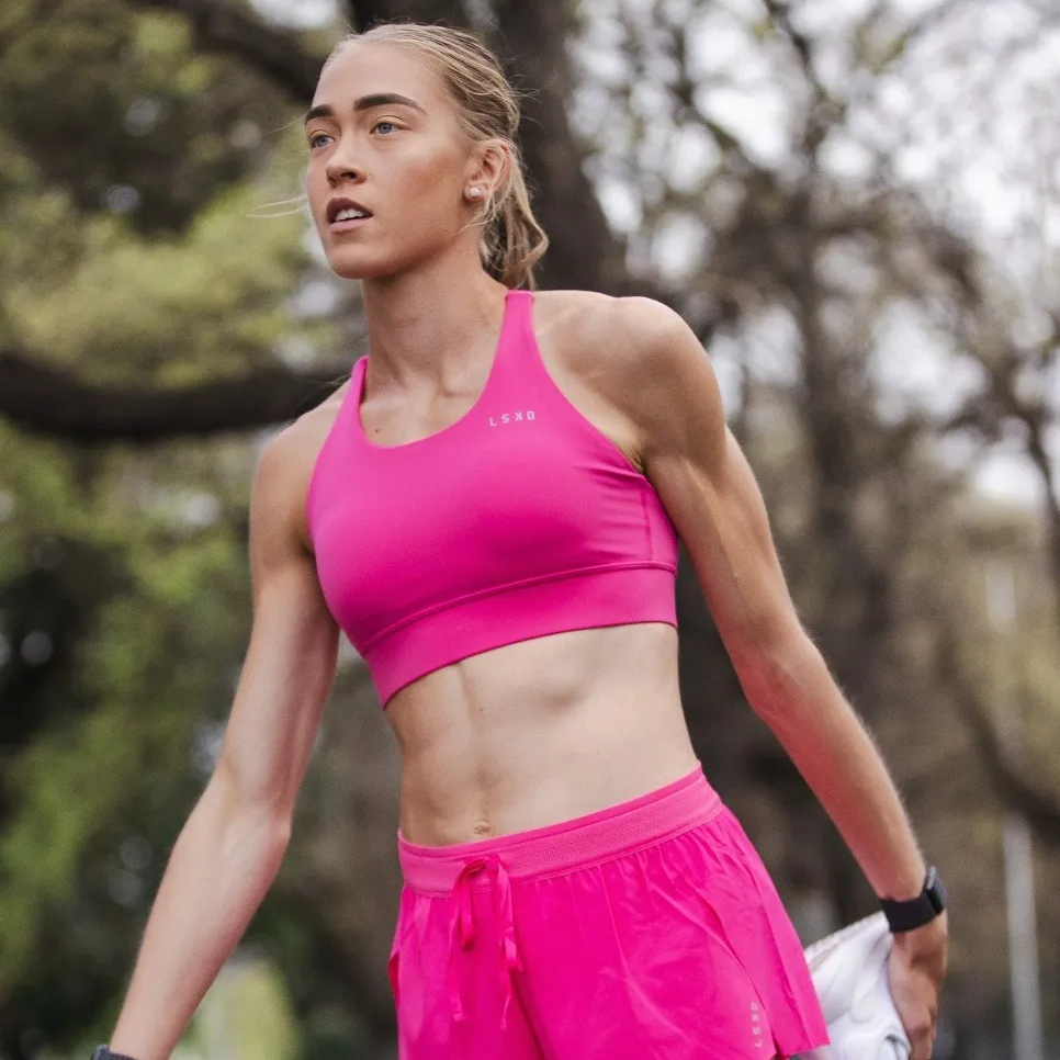 LSKD Accelerate Sports Bra Womens XS Ultra Pink Running Training EUC - Image 1