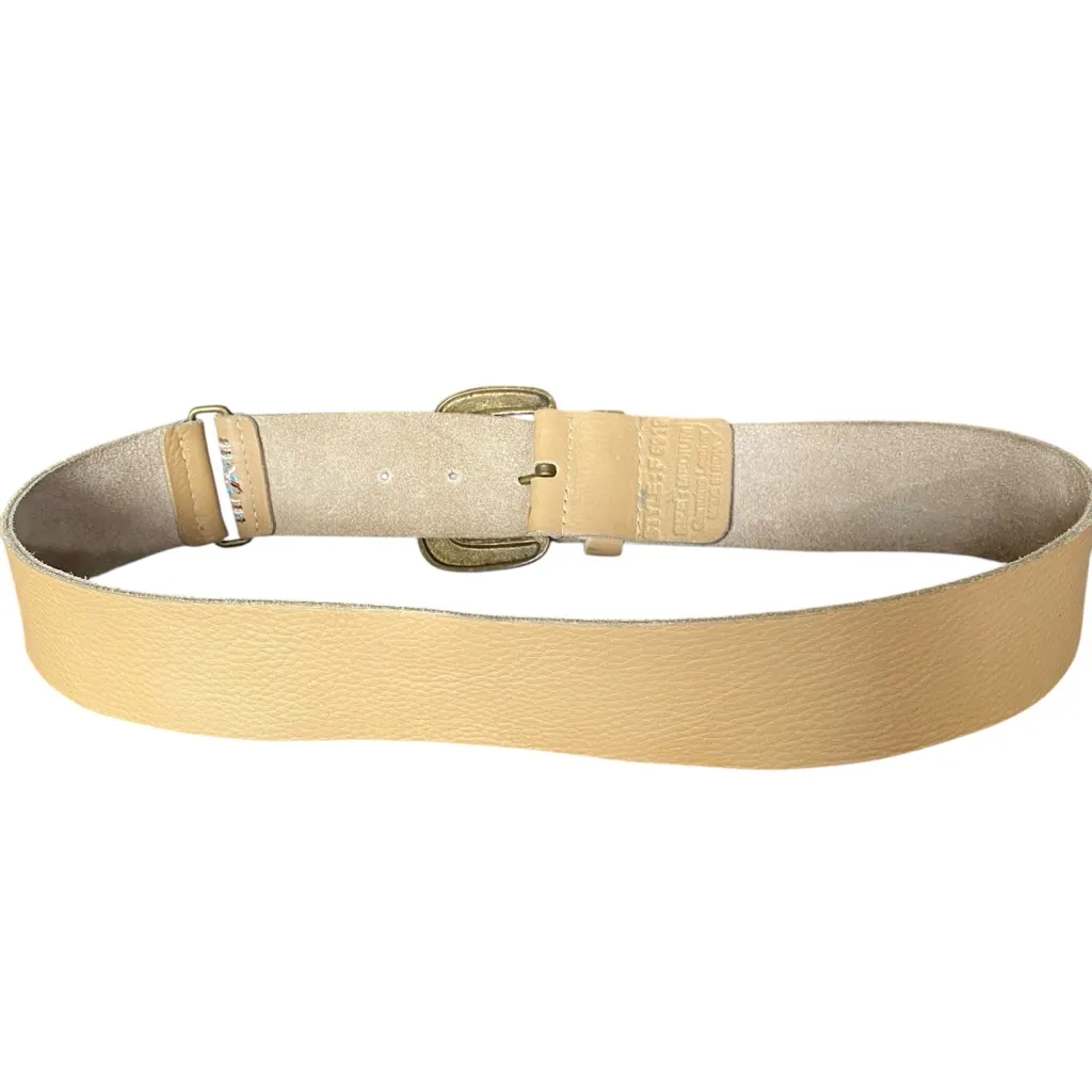 Tan Leather Embroidered Boho Western Belt size medium made in India - Image 5