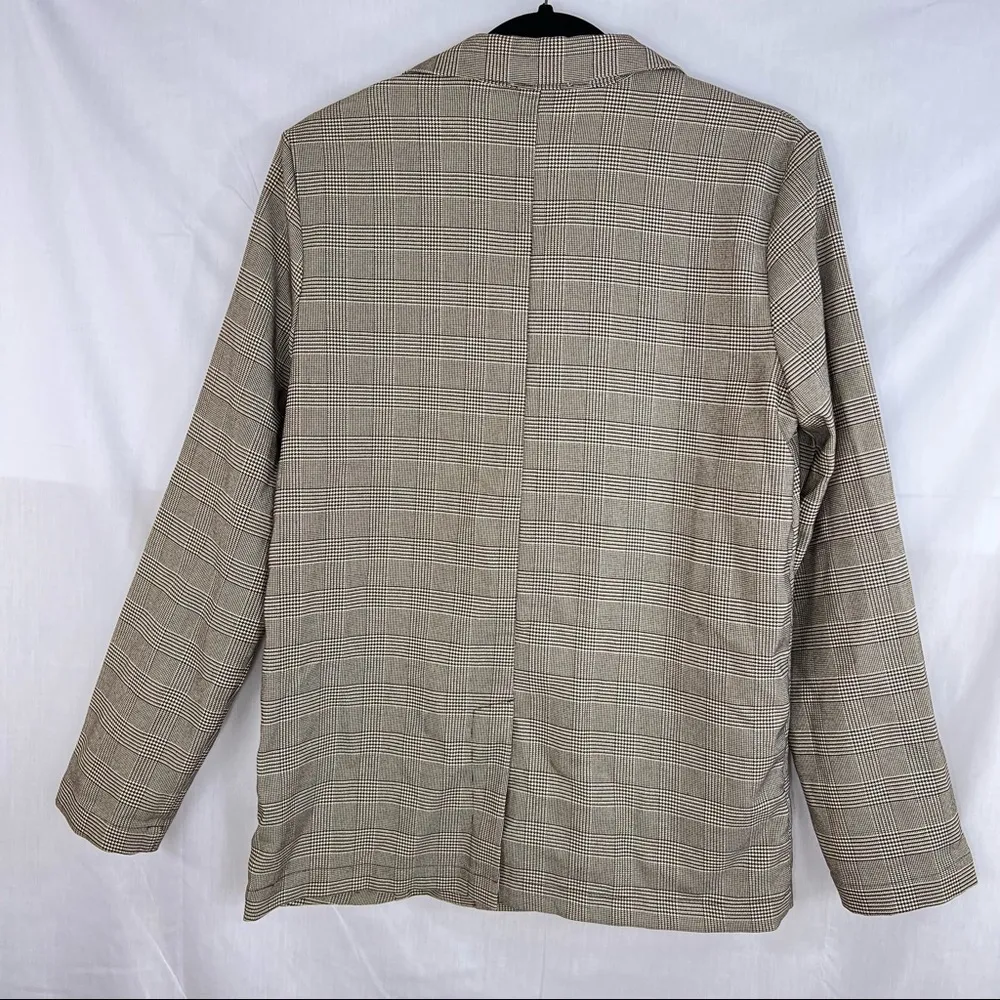 Everly Oversized Boyfriend Women’s Brown Plaid Blazer Sz S Accademia Preppy EUC - Image 5