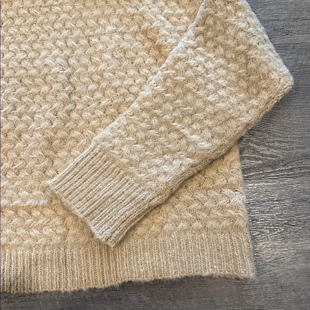 Double Zero Large Basketweave Knit Tan Turtleneck Sweater NWOT - Image 8