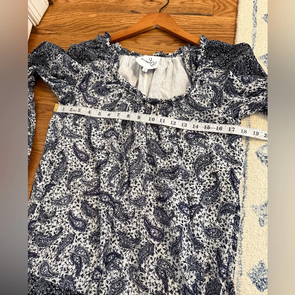 Sam Edelman Paisley Mini Rainey Scoop Neck Longsleeve Dress Size Small - Image 9