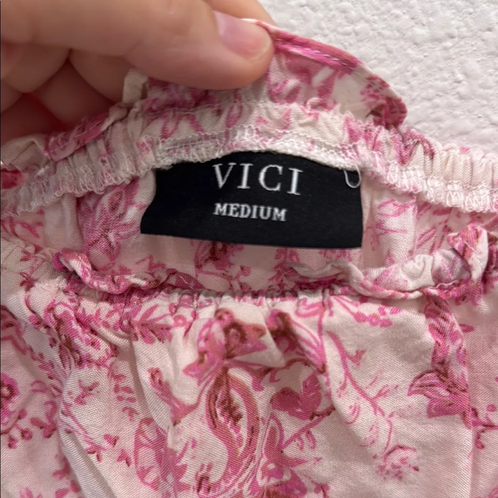 Vici Strapless Dress Pink Floral - Image 4