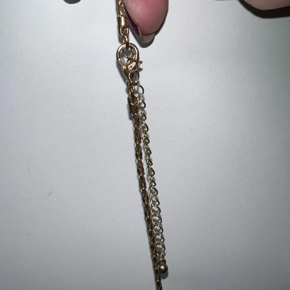 Boho Ethnic Burnished Gold Tone and Red Stone Pendant Necklace - Image 5