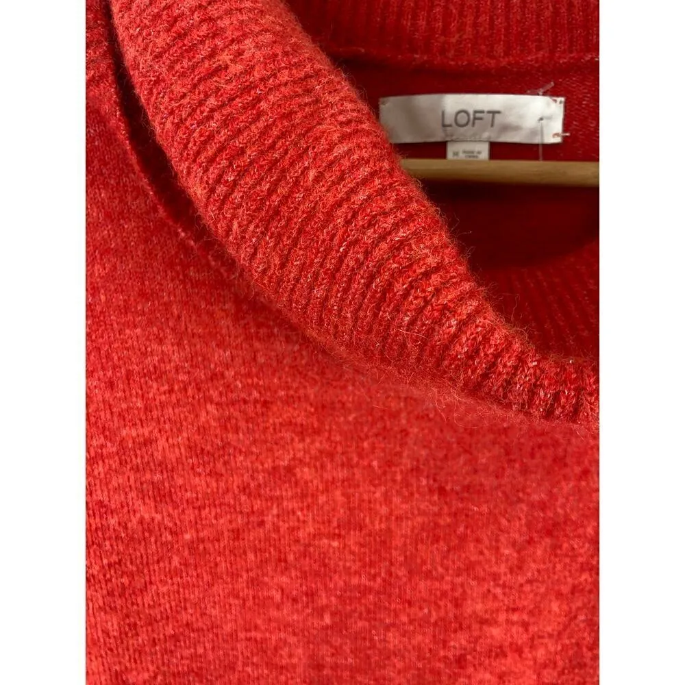 Ann Taylor LOFT Pullover Tunic Sweater Cowl Neck Orange size Medium - Image 4