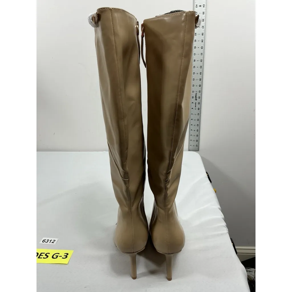 Womans Counco Knee High Boots Stiletto 9 Tan Full Zip Pointed Toe NWOT Brown - Image 5
