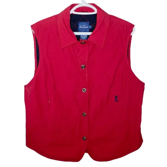 Faconnable red water resisted quilted button up vest size L - Image 6