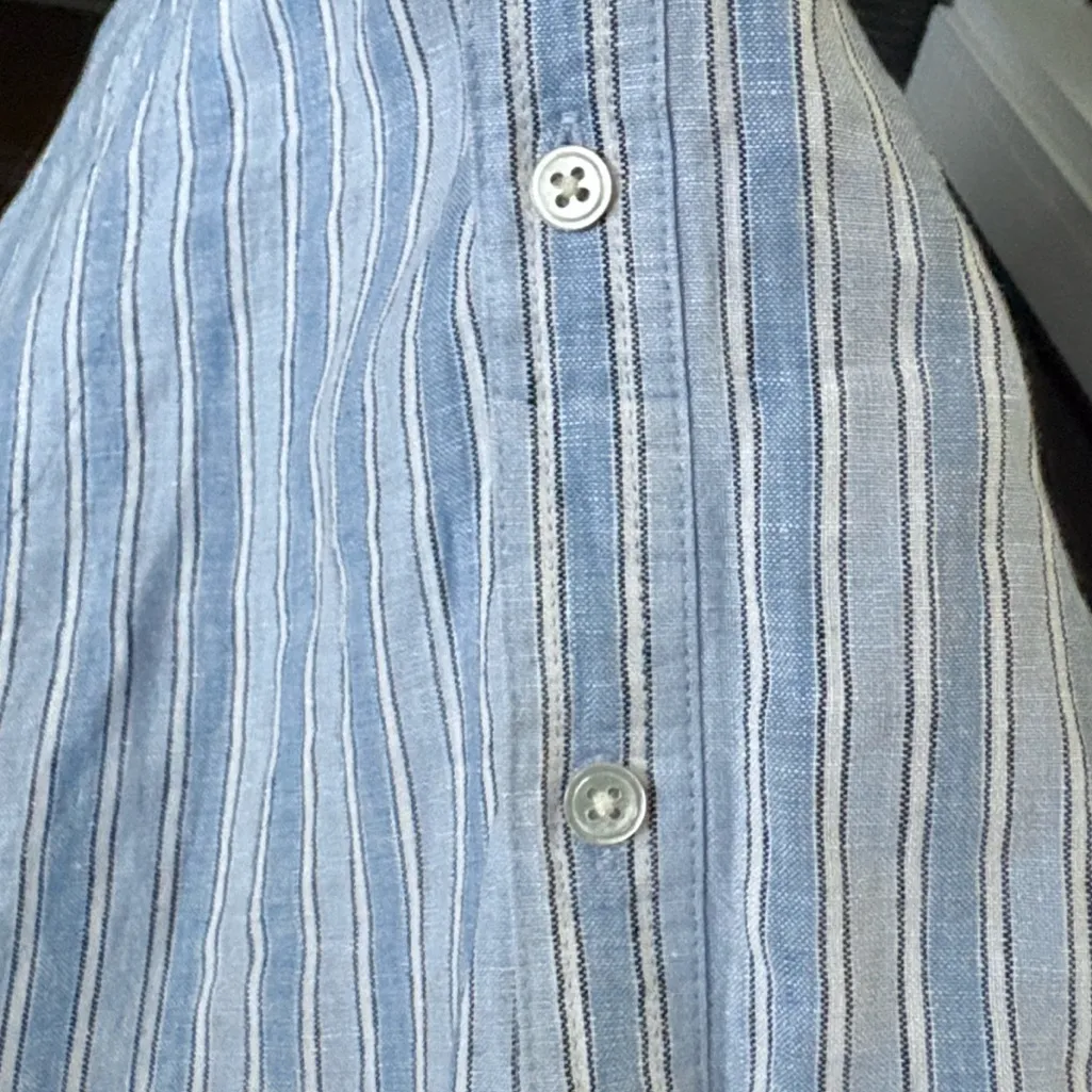 NWT J. Jill Love Linen 100% Linen Striped Roll Tab Sleeve Shirt Dress Petite XS Blue Size undefined - Image 7