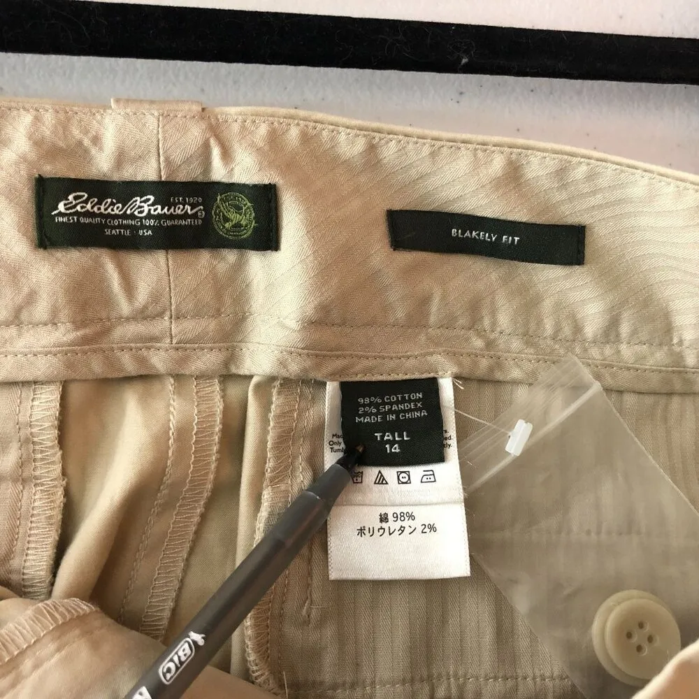 Eddie Bauer Womens Blakely Fit Khaki Beige Cotton Blend Pants Size 14 Tall - Image 4