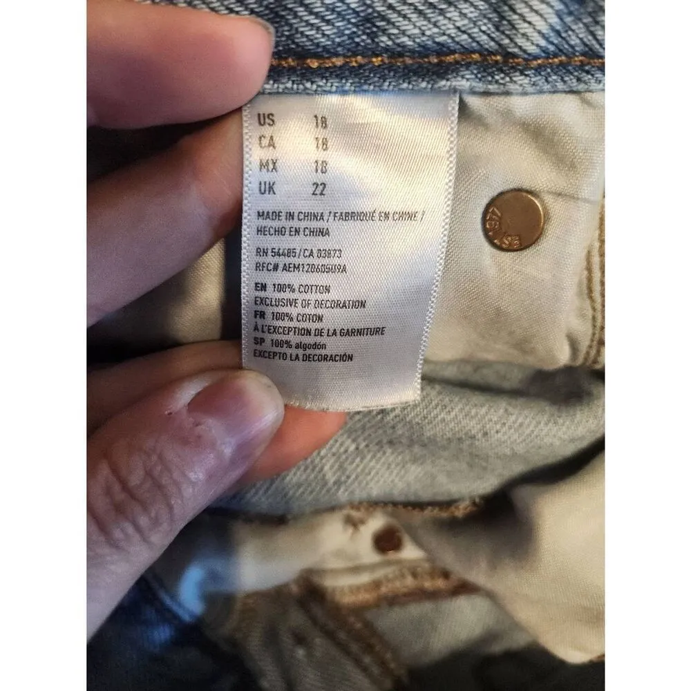 American Eagle size 18 Hi Rise Festival Destroyed Shortie Jean Shorts - Image 6