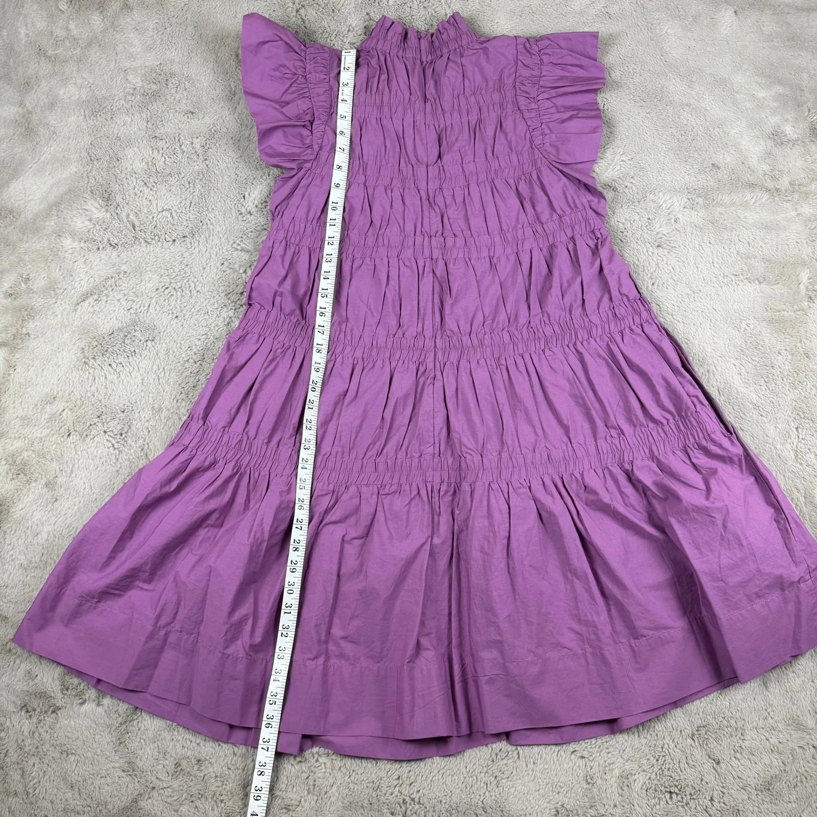 NWT Sea New York Flutter Sleeve Steph Tunic Dress Tiered‎ Ruffle Purple Crocus M Size M - Image 4
