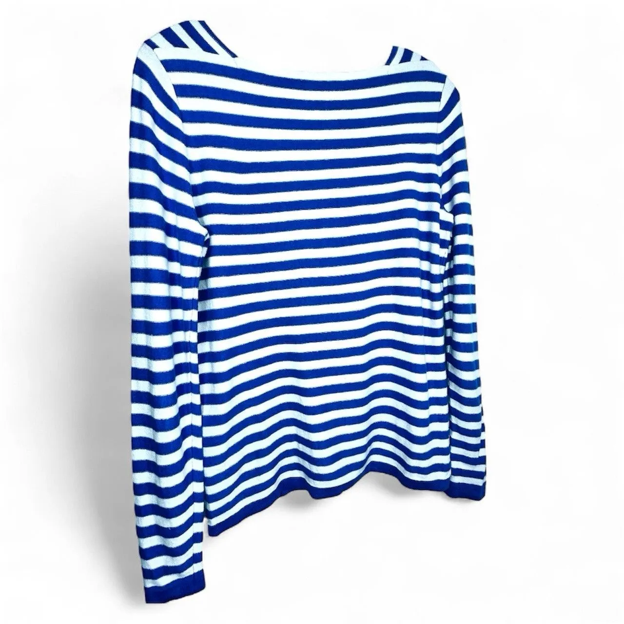 JJ.McLaughlin Women’s Striped Long Sleeve Top – Size Small Purple White Stripe - Image 4