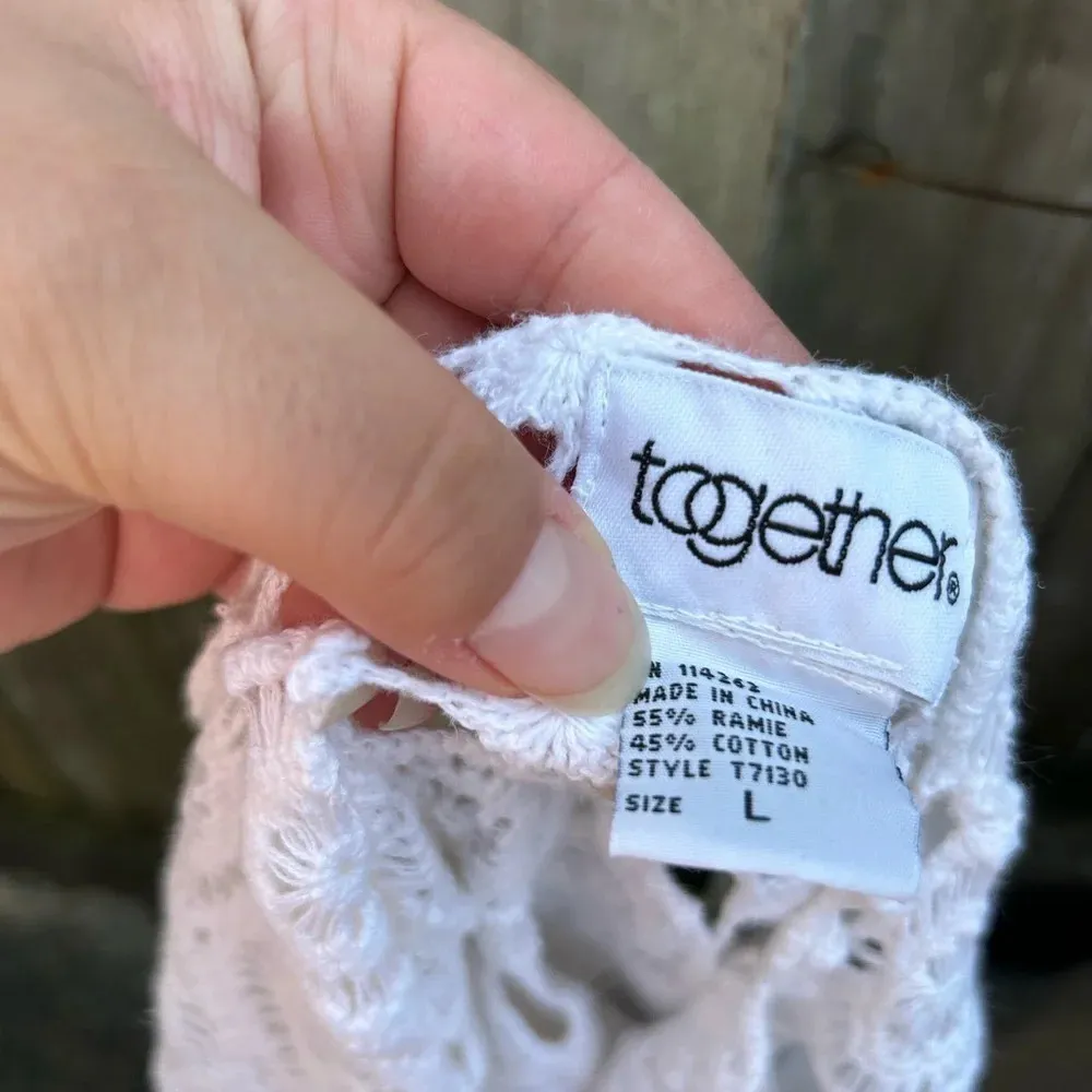 VINTAGE WHITE CROCHET Y2K CAMISOLE Size L - Image 2