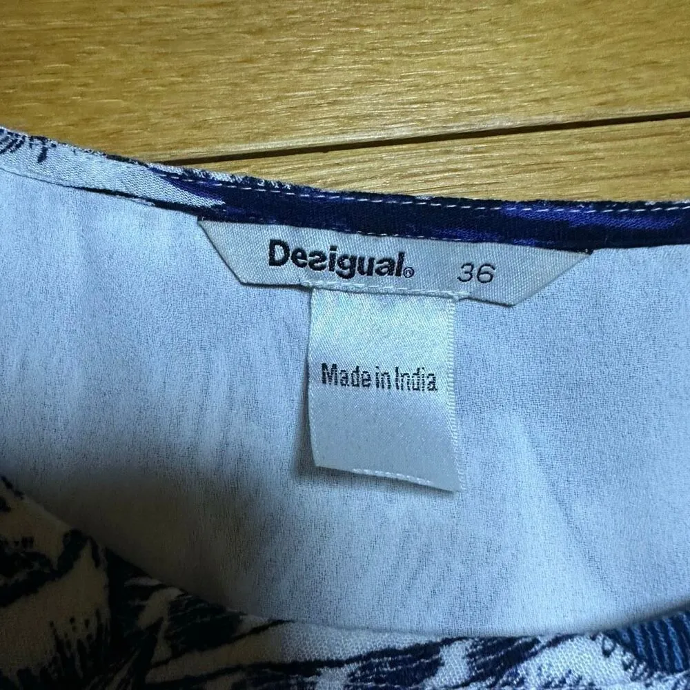 Desigual gauze blue patterned tank dress medium - Image 2