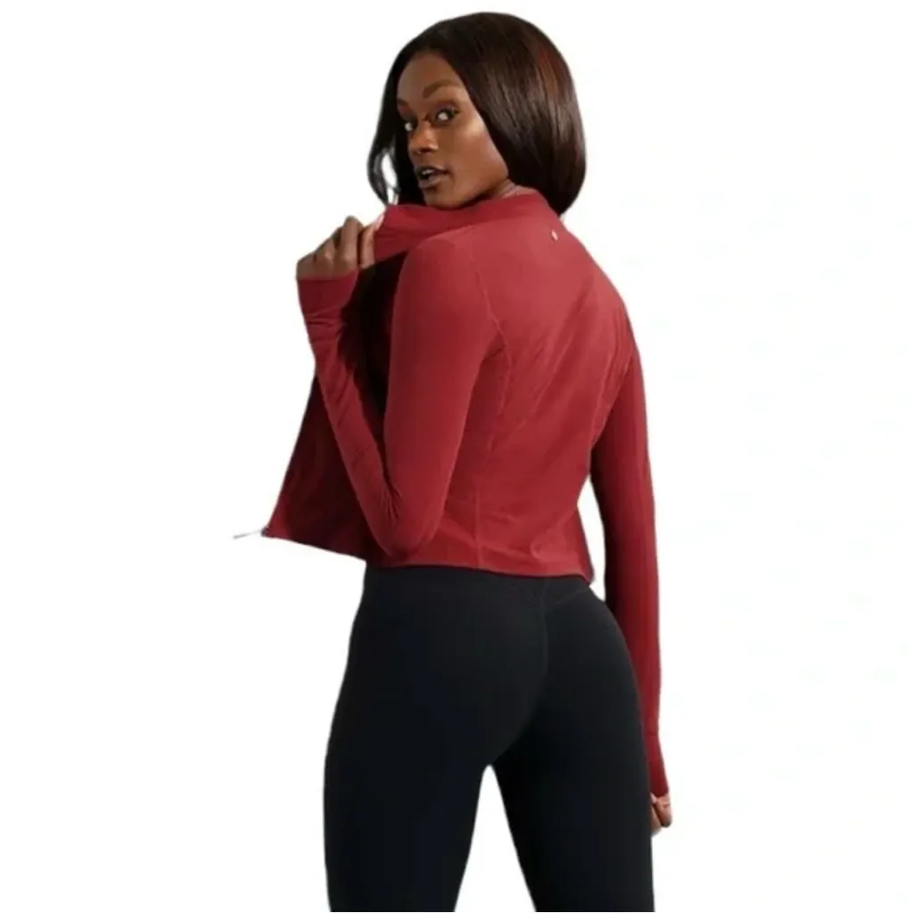 Buffbunny Rosa Crop Jacket Vineyard Dark Red Women’s Size Medium - Image 4