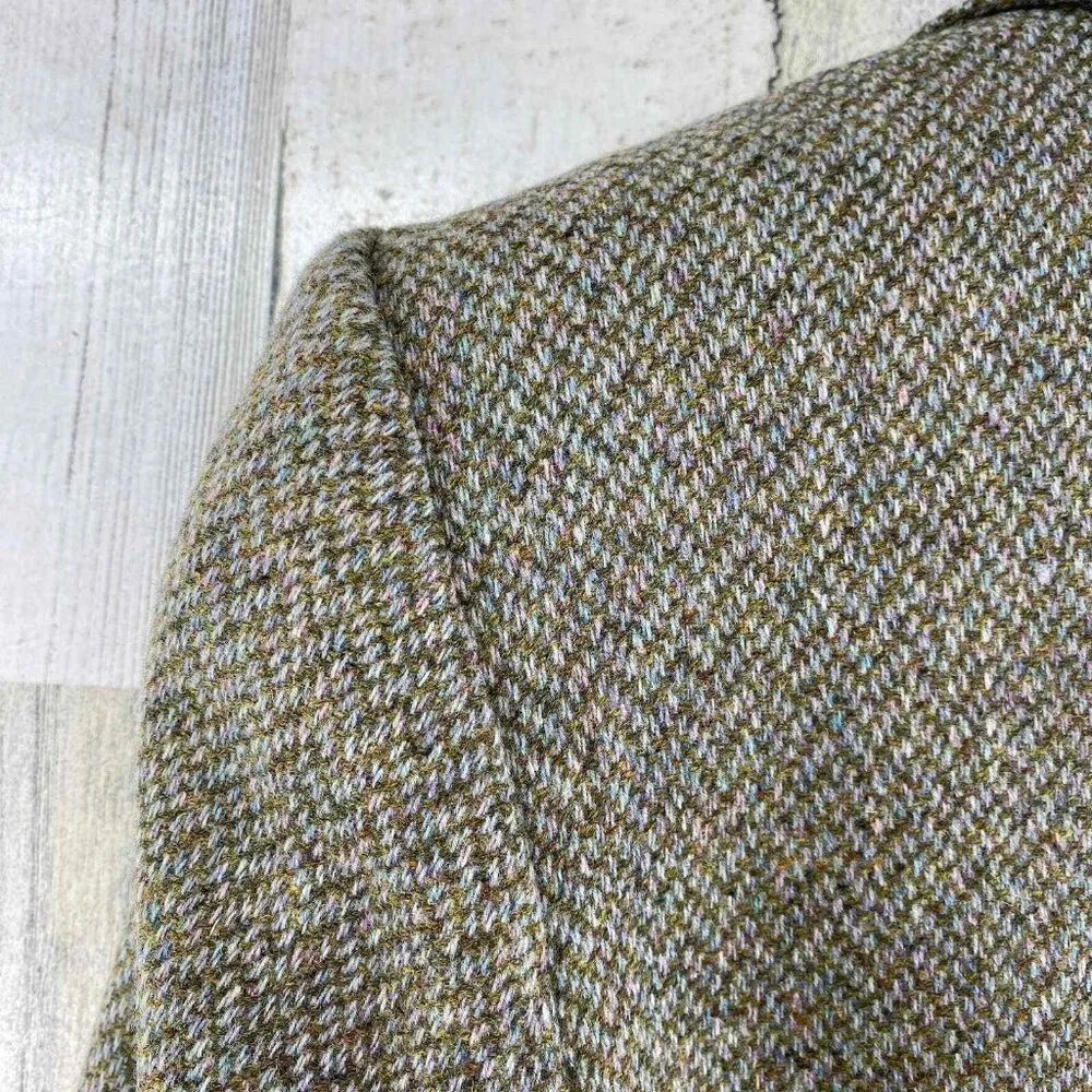Boston Proper Blazer Jacket Womens 6 Brown Wool Tweed Clasp Front Lined - Image 7