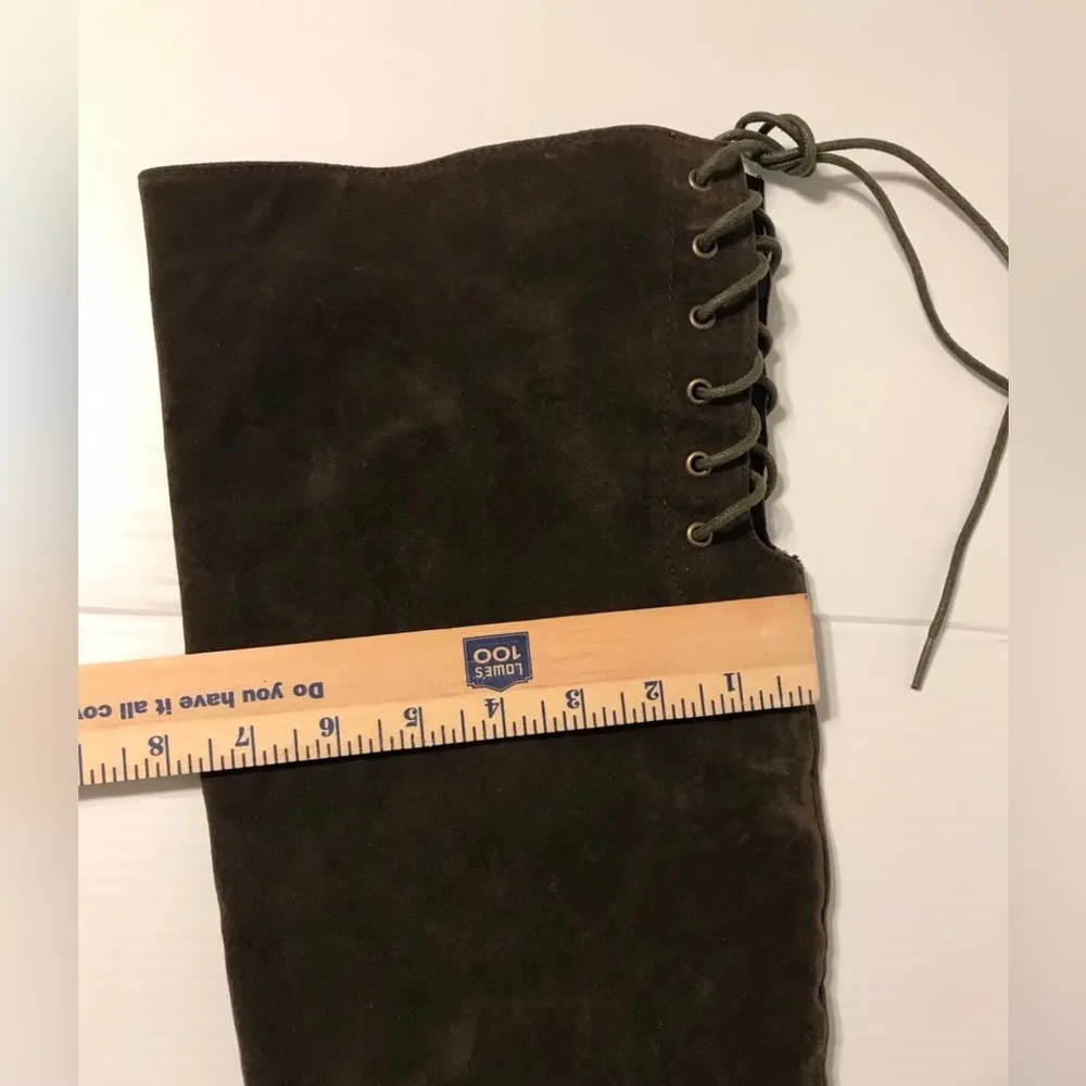 Chase & Chloe olive faux suede over the knee boots heeled women size 9 - Image 10