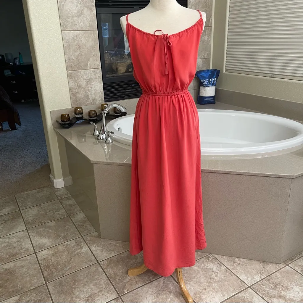 J Crew Coral Peach  Silk Chiffon Maxi Gown in Coral, Women's Size‎ 2 Petite - Image 13