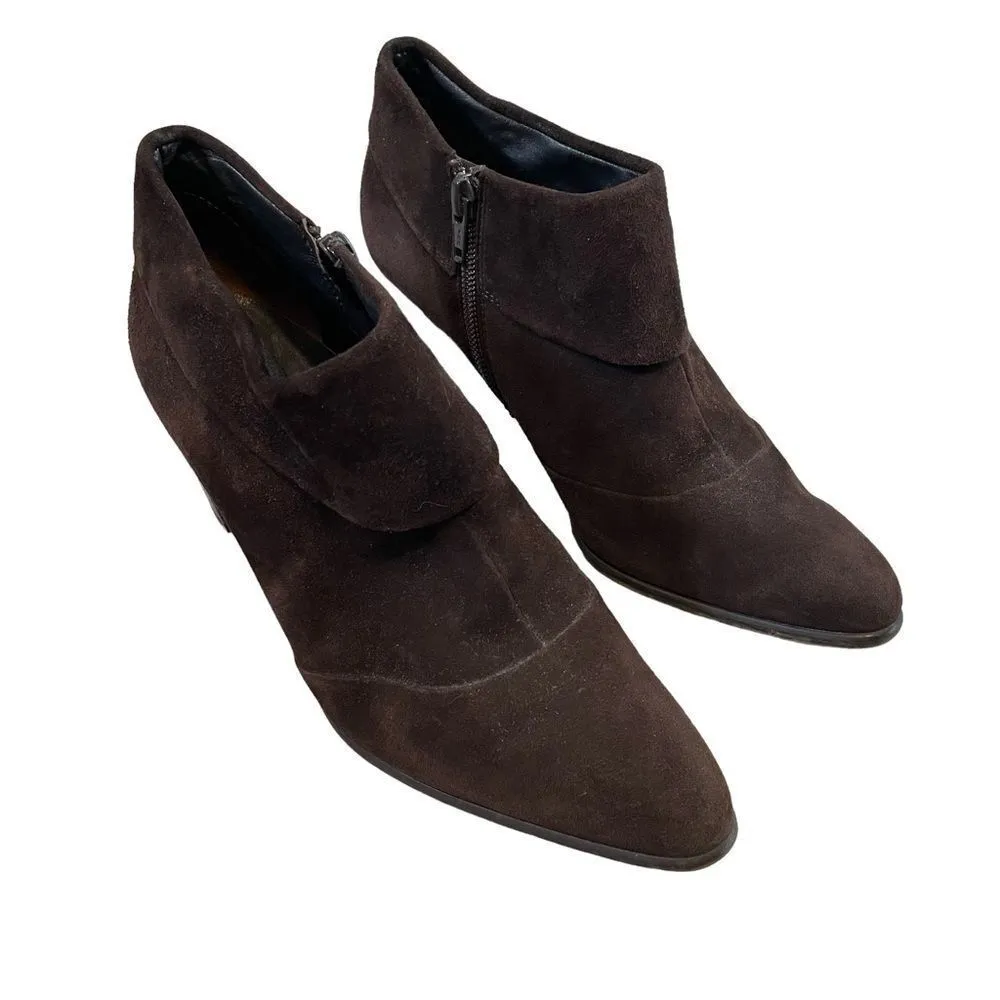 PAUL GREEN Ankle Booties Boots Suede Leather Brown Pointed Zip-Up - Image 3