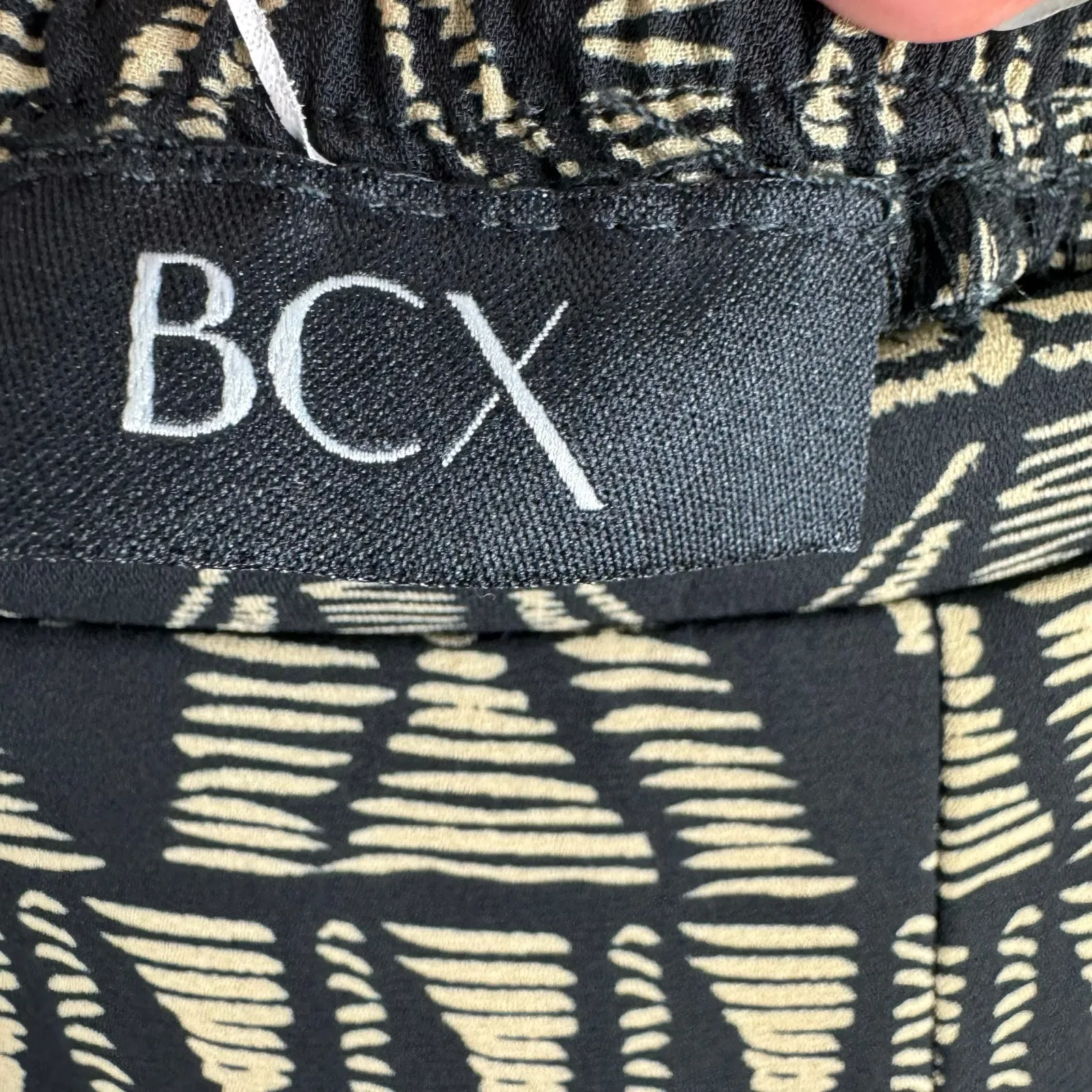 BCX Black Tan Patterned Lightweight Elastic Waist Straight Leg Pants Size XL - Image 4