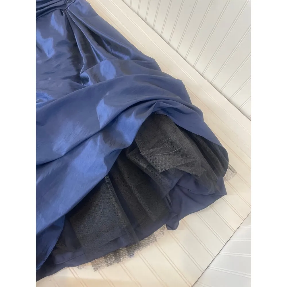 NWT DAVID’S BRIDAL Womens Blue Sleeveless Mock 2 Pc Taffeta Full Length Gown 10 - Image 6