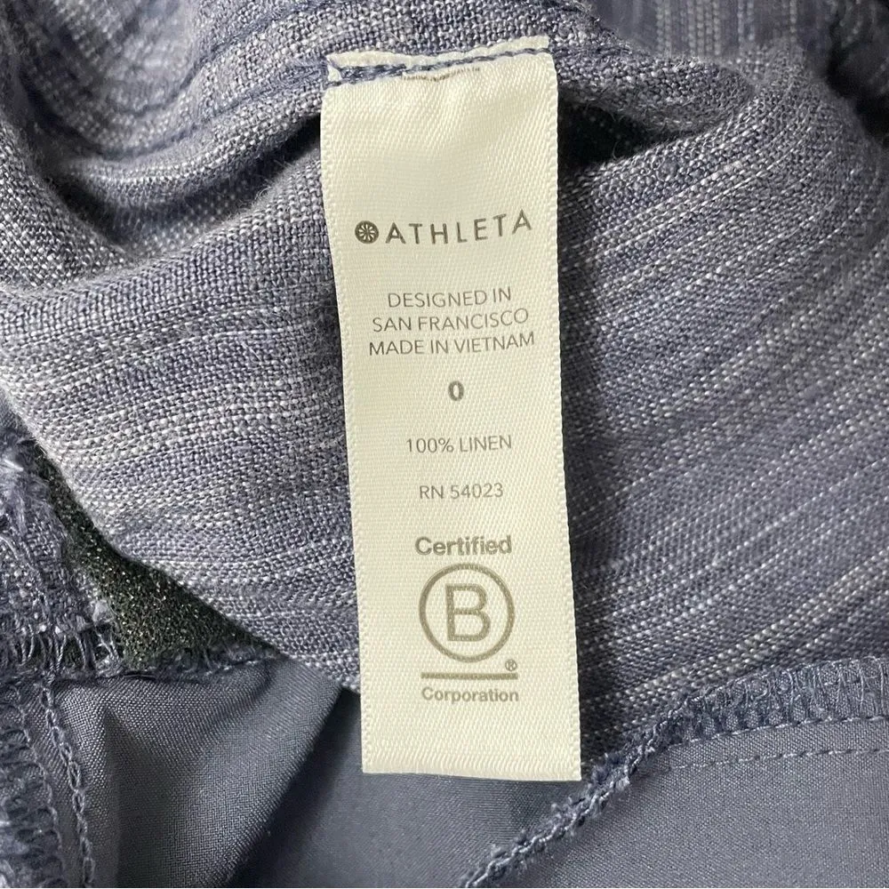 Athleta Cabo Linen Textured Blue Wide Leg Pants Relaxed Beachy Women’s Size 0 - Image 11