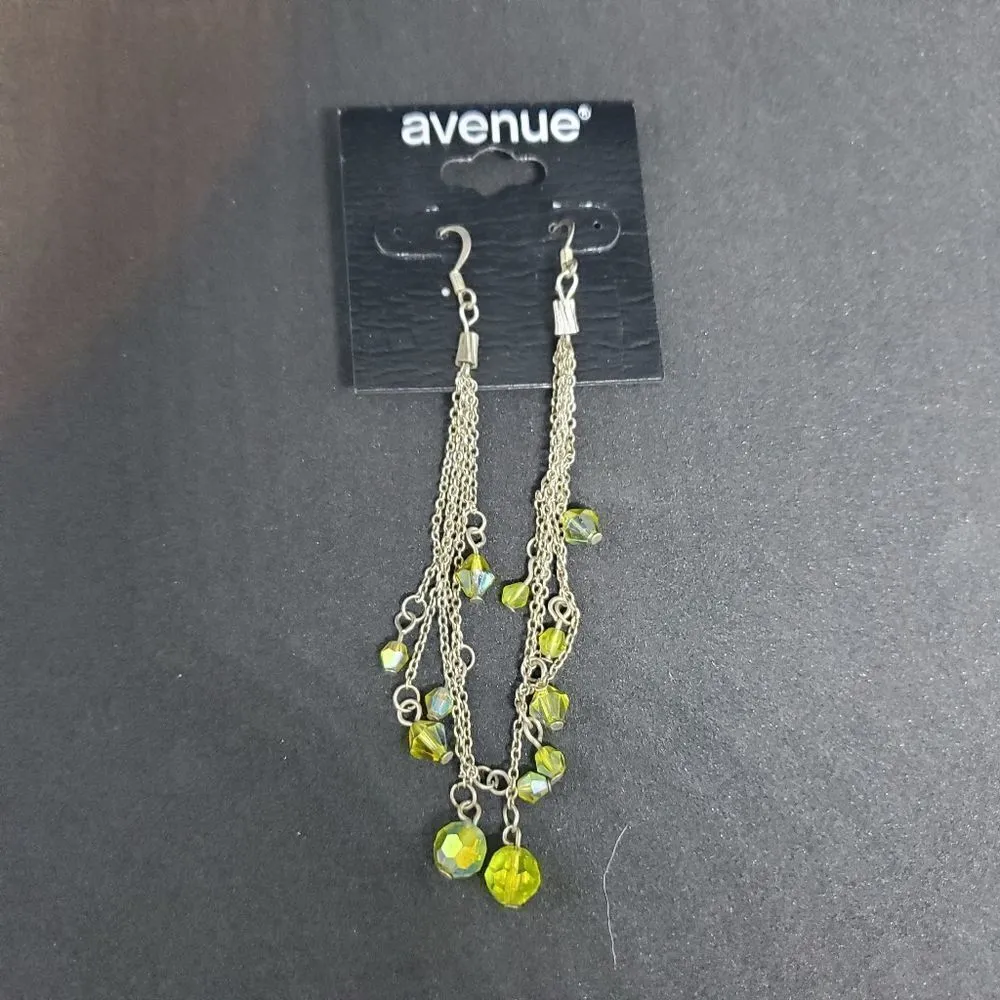 NWT Avenue Silver Tone & Green Dangling Earrings - Image 2