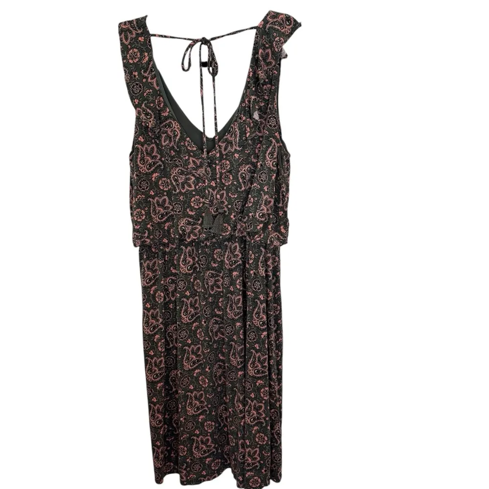 Ann Taylor LOFT Paisley Print Ruffle V-Neck Tie Back Dress - Image 2