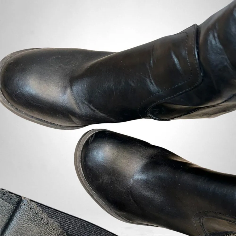 Lauren Conrad faux leather black knee high zip side boots - Image 6