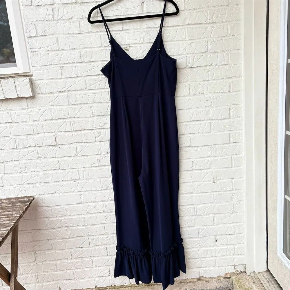 Gianni Bini Size 12 Navy Stella Sleeveless Ruffle Jumpsuit Party Cocktail - Image 3