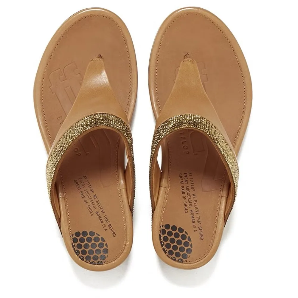 FitFlop Banda Micro Crystal Leather Toe Lost Flip Flop Sandals 7 - Image 2