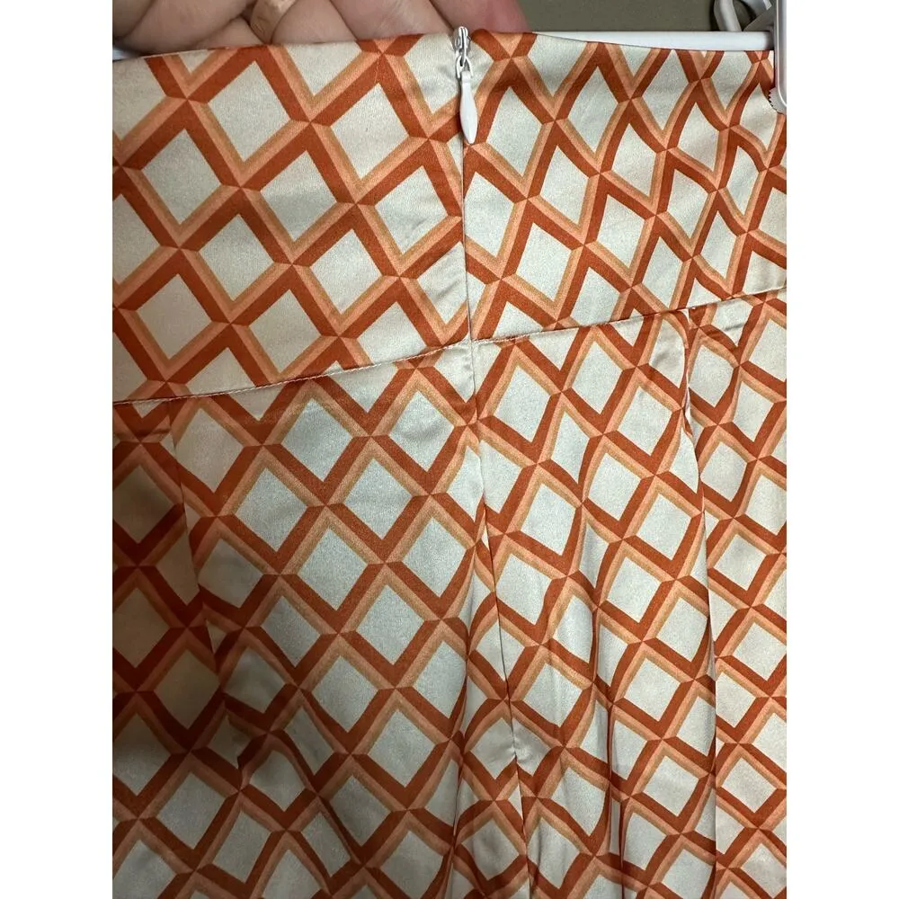 NWT Cider Silky Orange And White/Cream Flare Bootcut Pull On Pants Size XS - Image 7