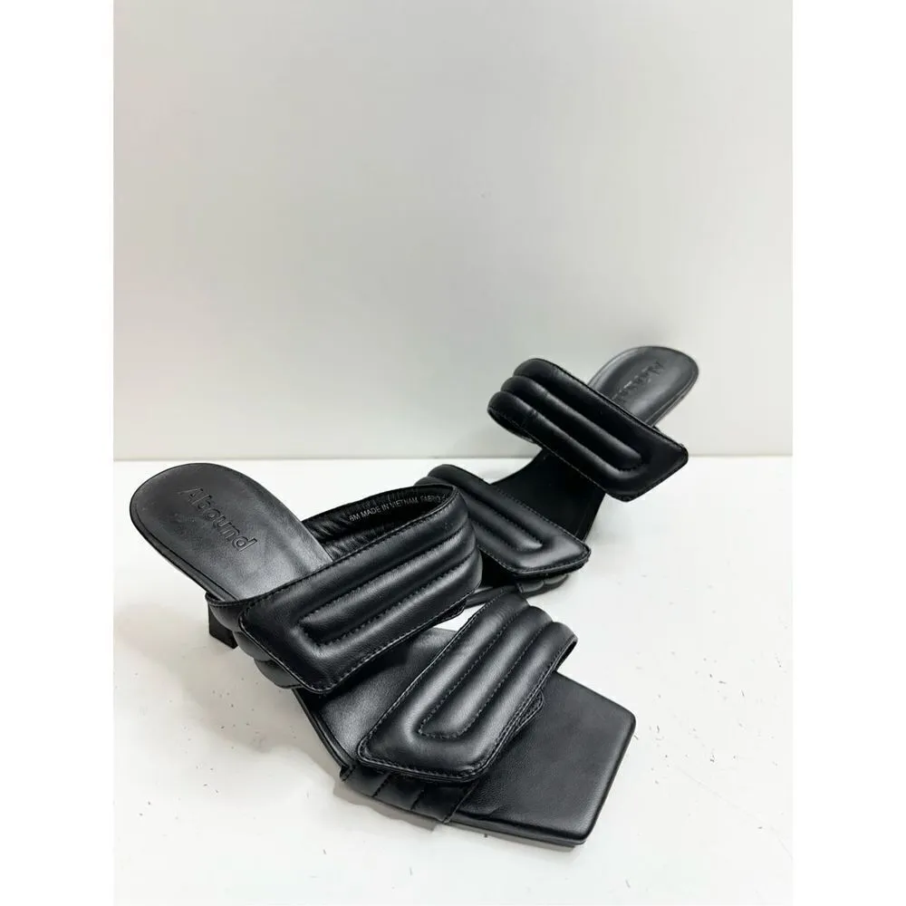 Abound Sandals Size 6 Black Qarly Open Square Toe Slip On Heels‎ - Image 5