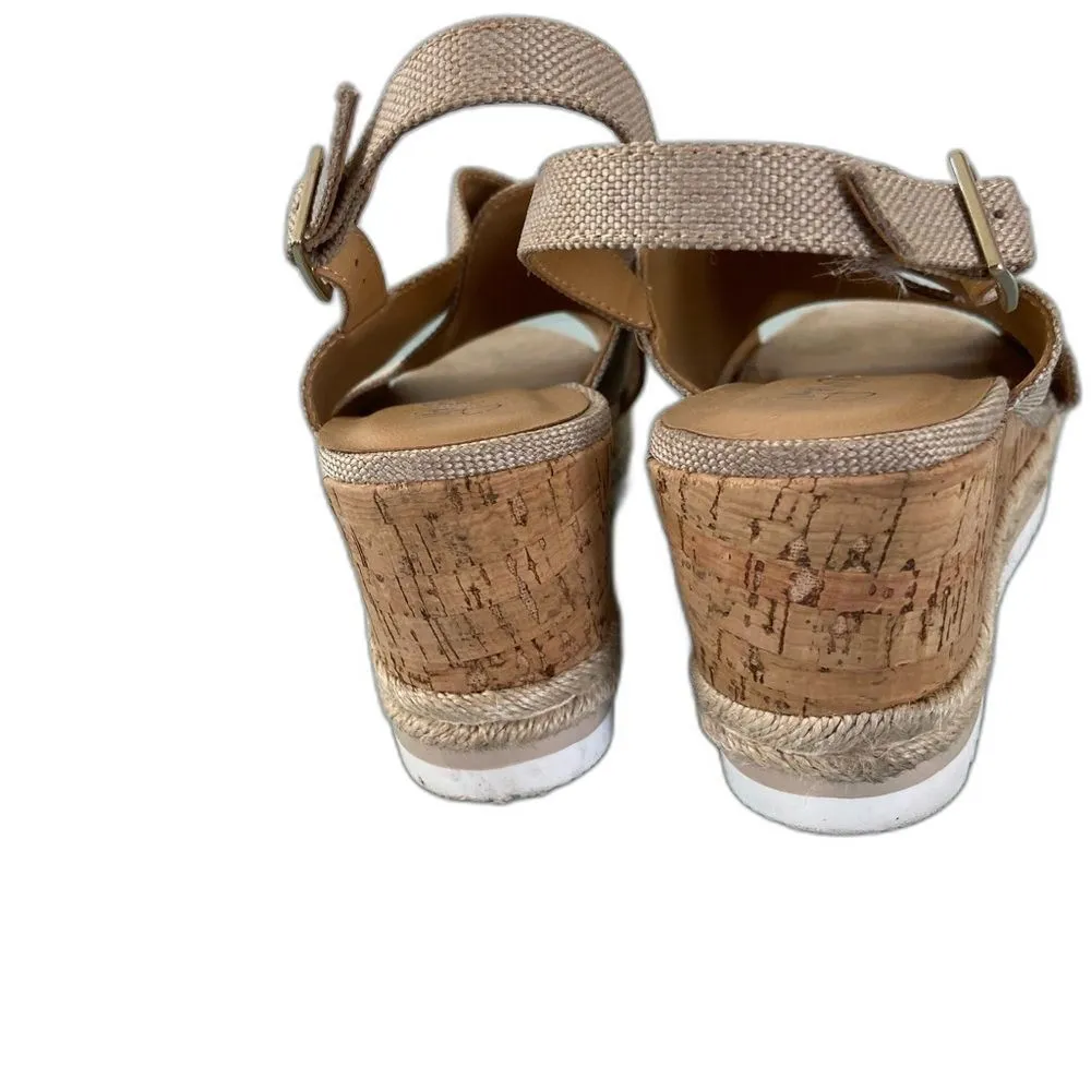 NEUTRAL TAN/BEIGE ESPADRILLE cork platform wedge Size 10 - Image 7