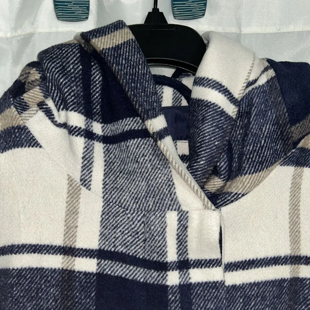 Women’s Mossimo Wool Blend Plaid Mid Length Hooded Coat Size Small - Image 5