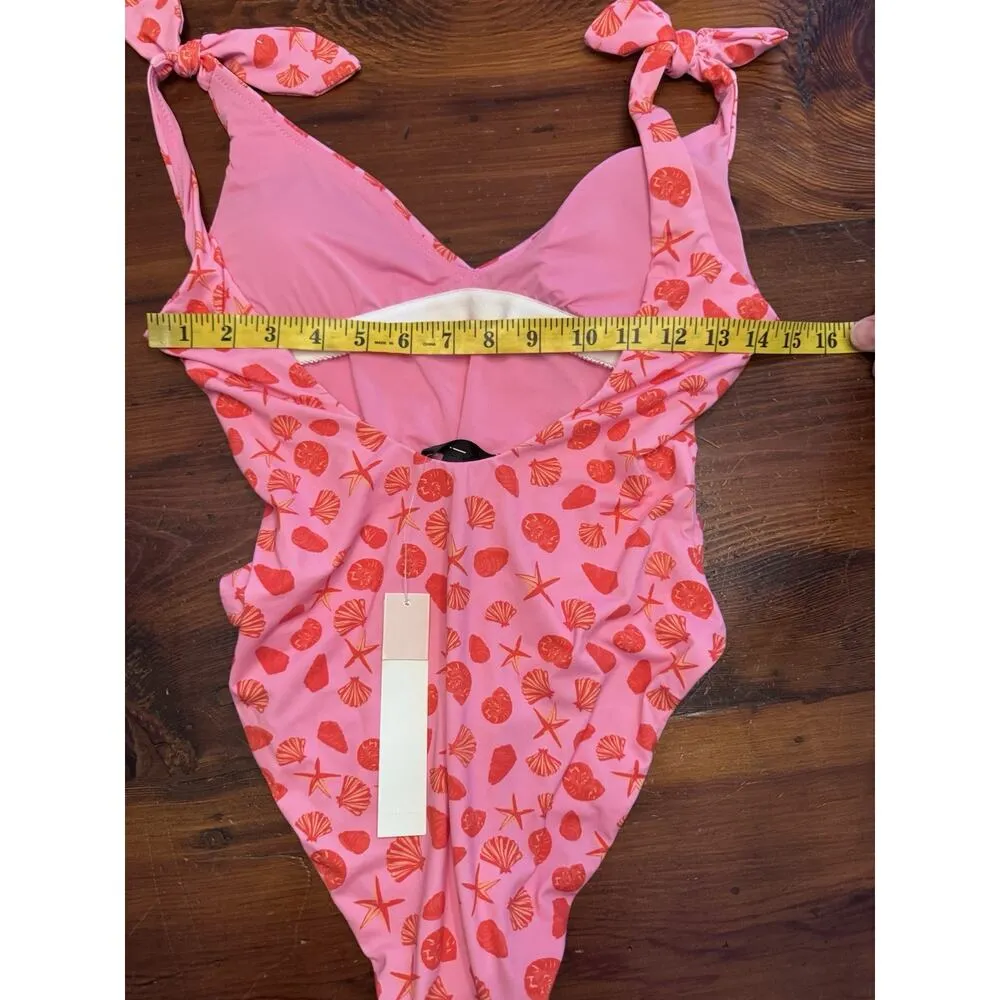 Aqua Swim sea shell Printed One Piece Swimsuit pink/red Sz small NWT $98 - Image 5