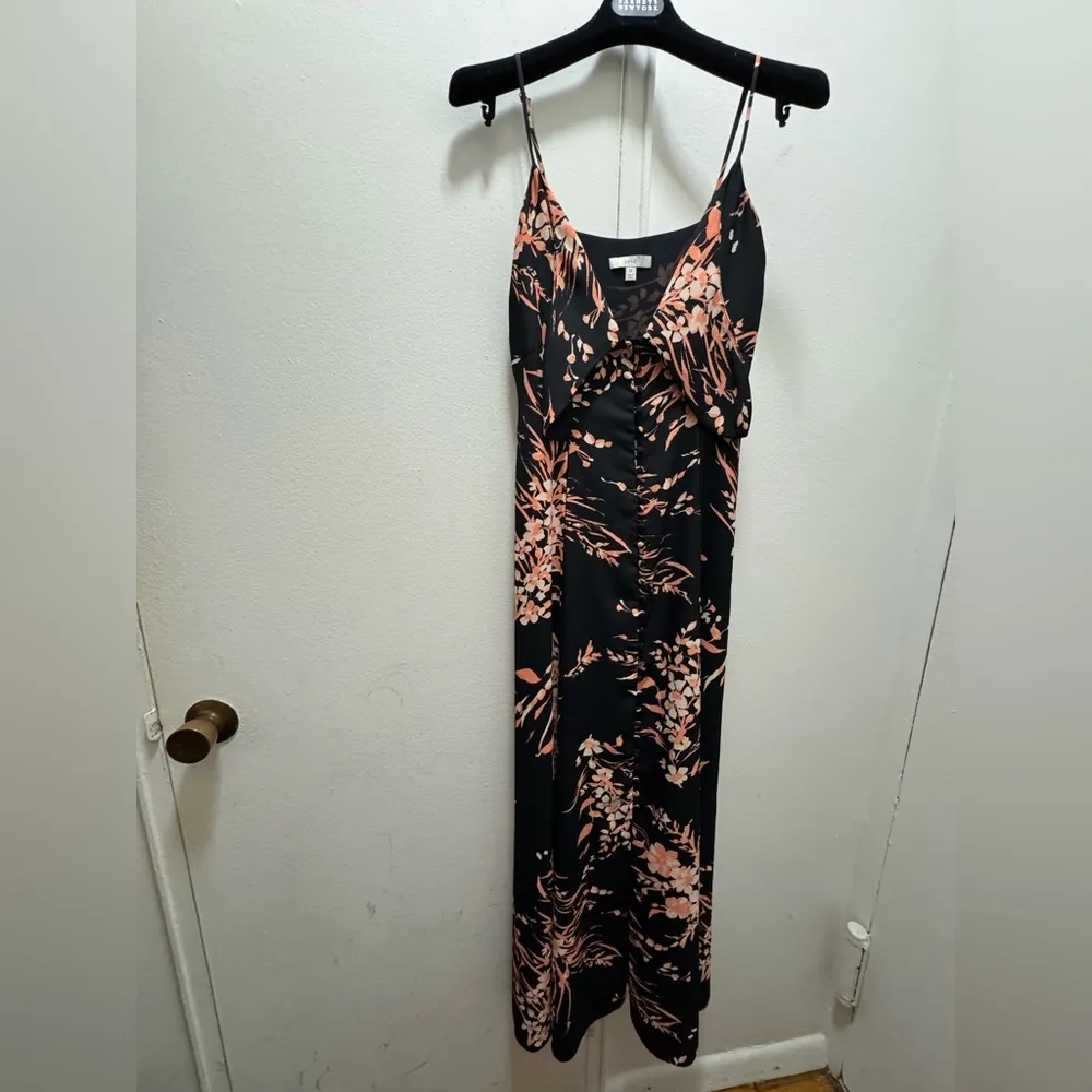 Joie Almona Floral Print Button Front Maxi Satin Dress Size XS - Image 7