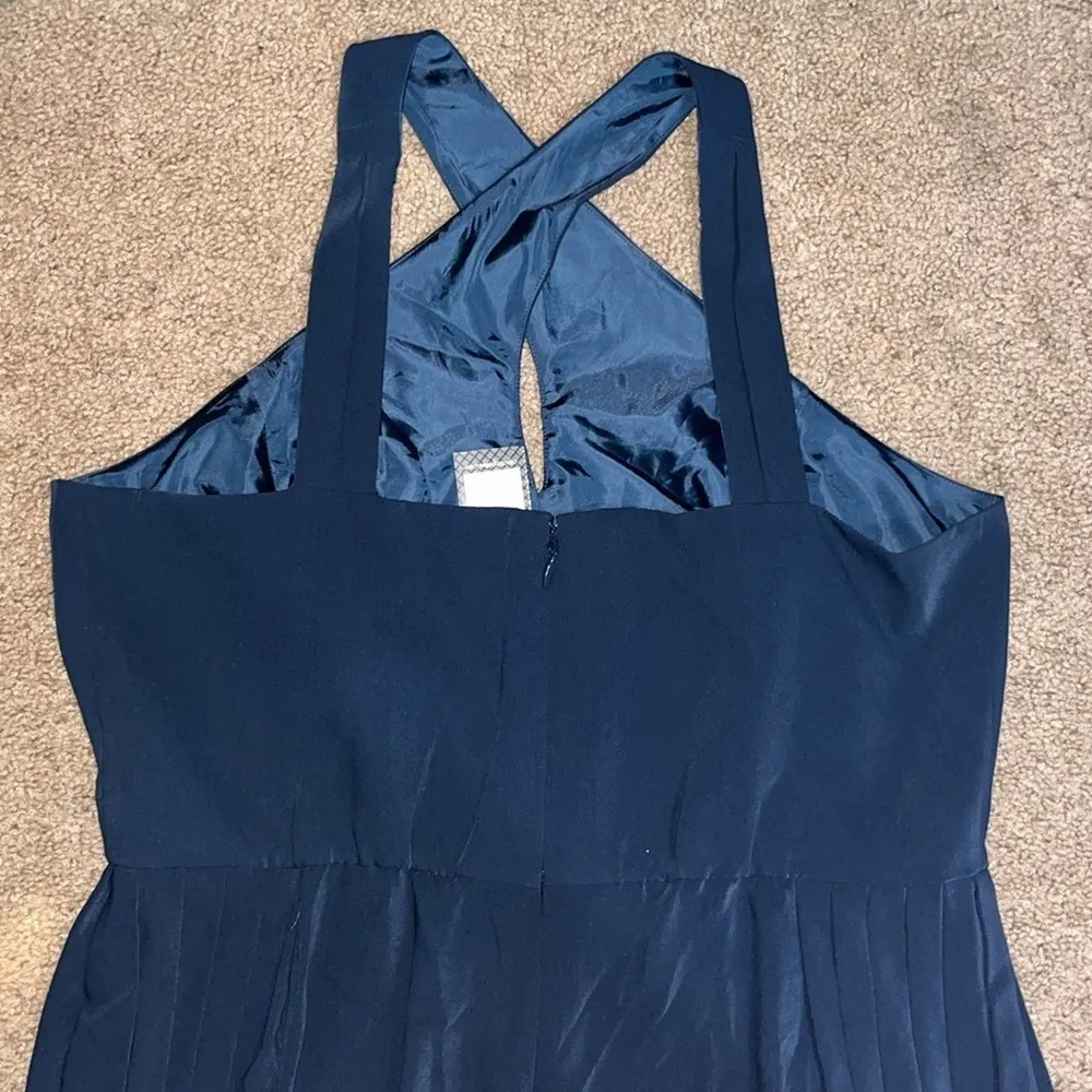 City Chic Harper Jumpsuit Halter Neck Sleeveless Pleated Wide Flare Leg Navy 18 - Image 8