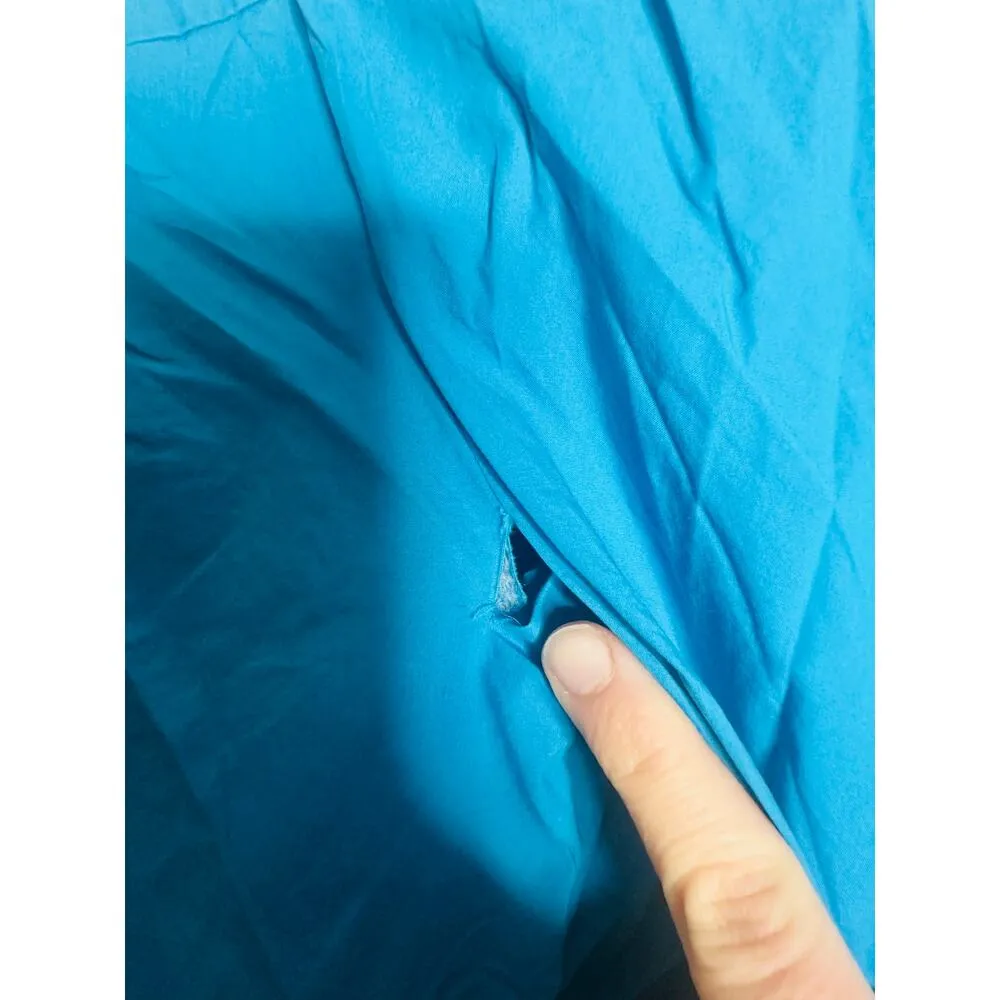 LINE + DOT Blue 100% Cotton A-Line Ruffle Sleeves Mockneck Mini Dress Size XS - Image 8