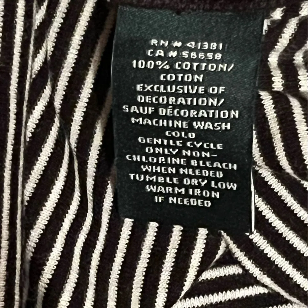 Ralph Lauren Women’s Striped Shirt Black White Boatneck Knit TShirt Size XL‎ - Image 6