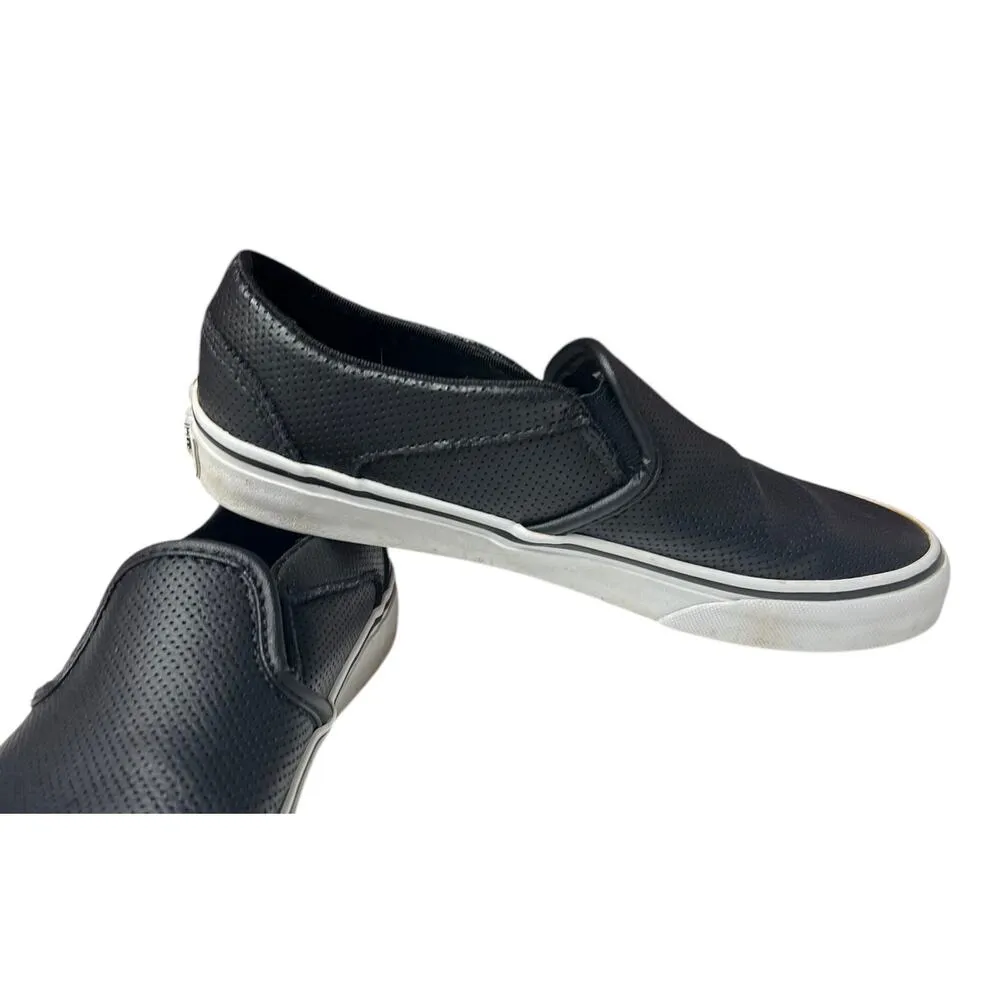 VANS Women's Perforated Leather Skater Slip-On Casual Shoes Black Size 7 - Image 5