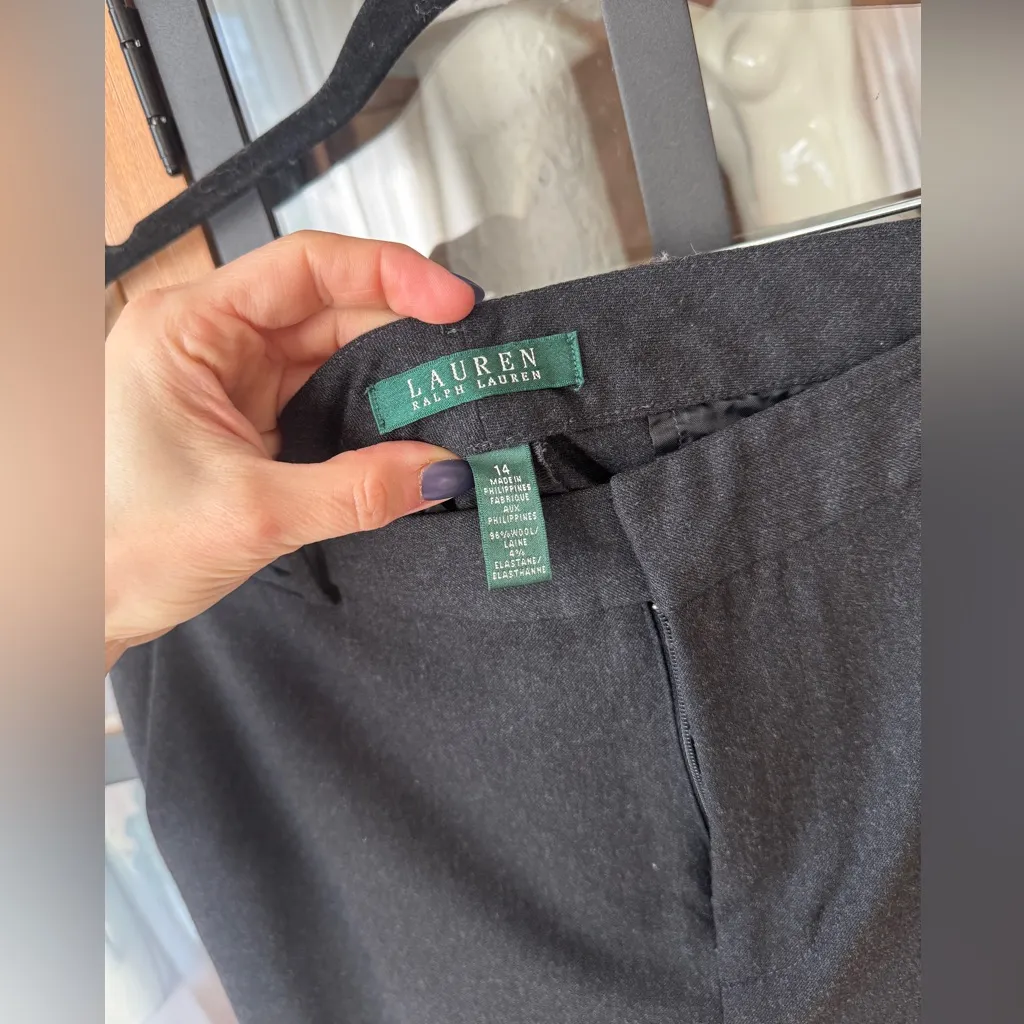 Ralph Lauren wool trousers pants business work wear charcoal black straight leg - Image 2