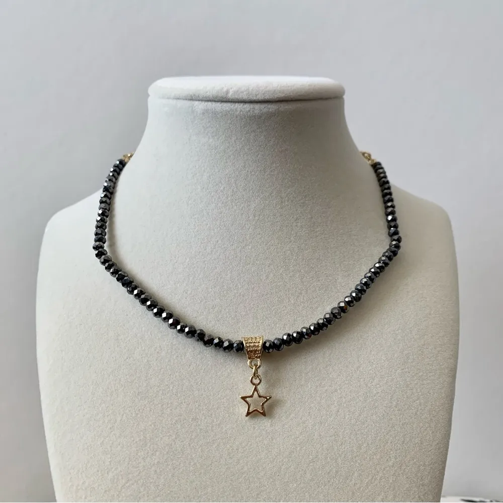 Ettika x Revolve Dark Beaded & Gold Star Charm Short Necklace - Image 3