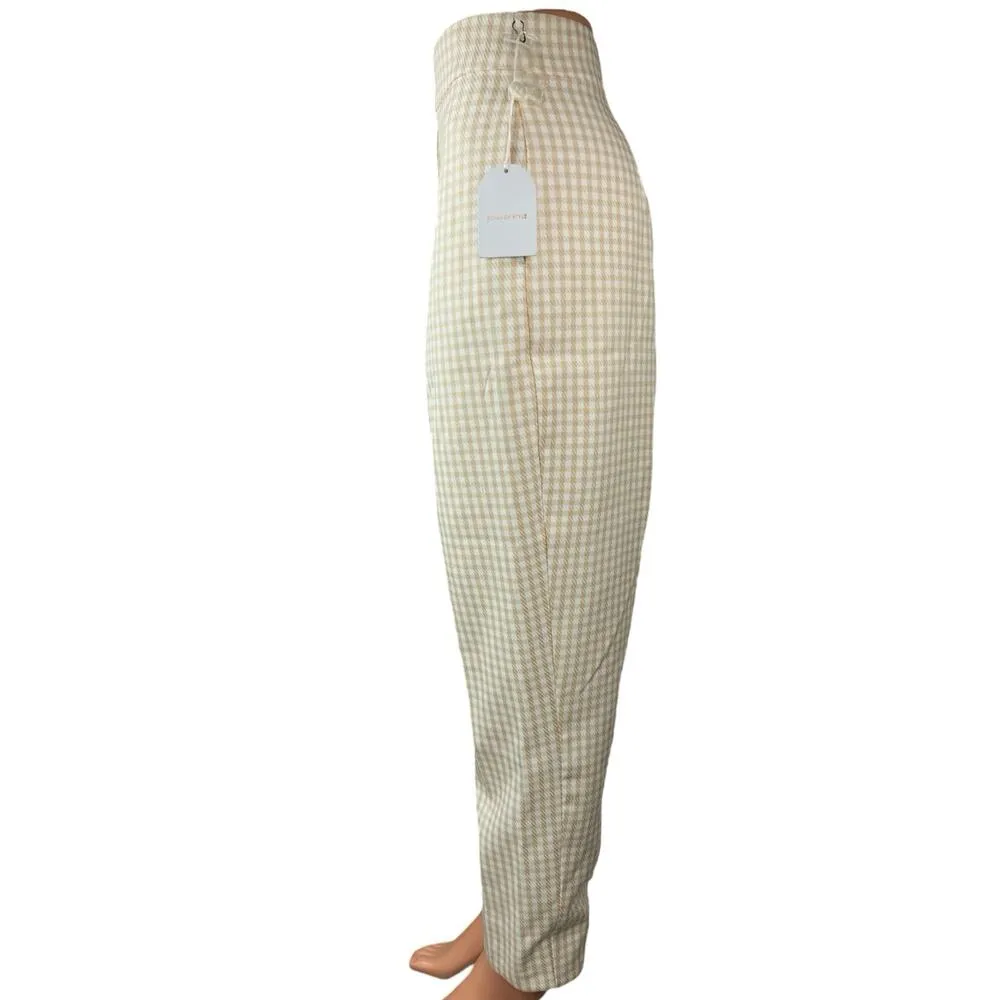 NEW Song of Style Yellow White Gingham High Rise Wide Leg Casual Pants Size L Size L - Image 2