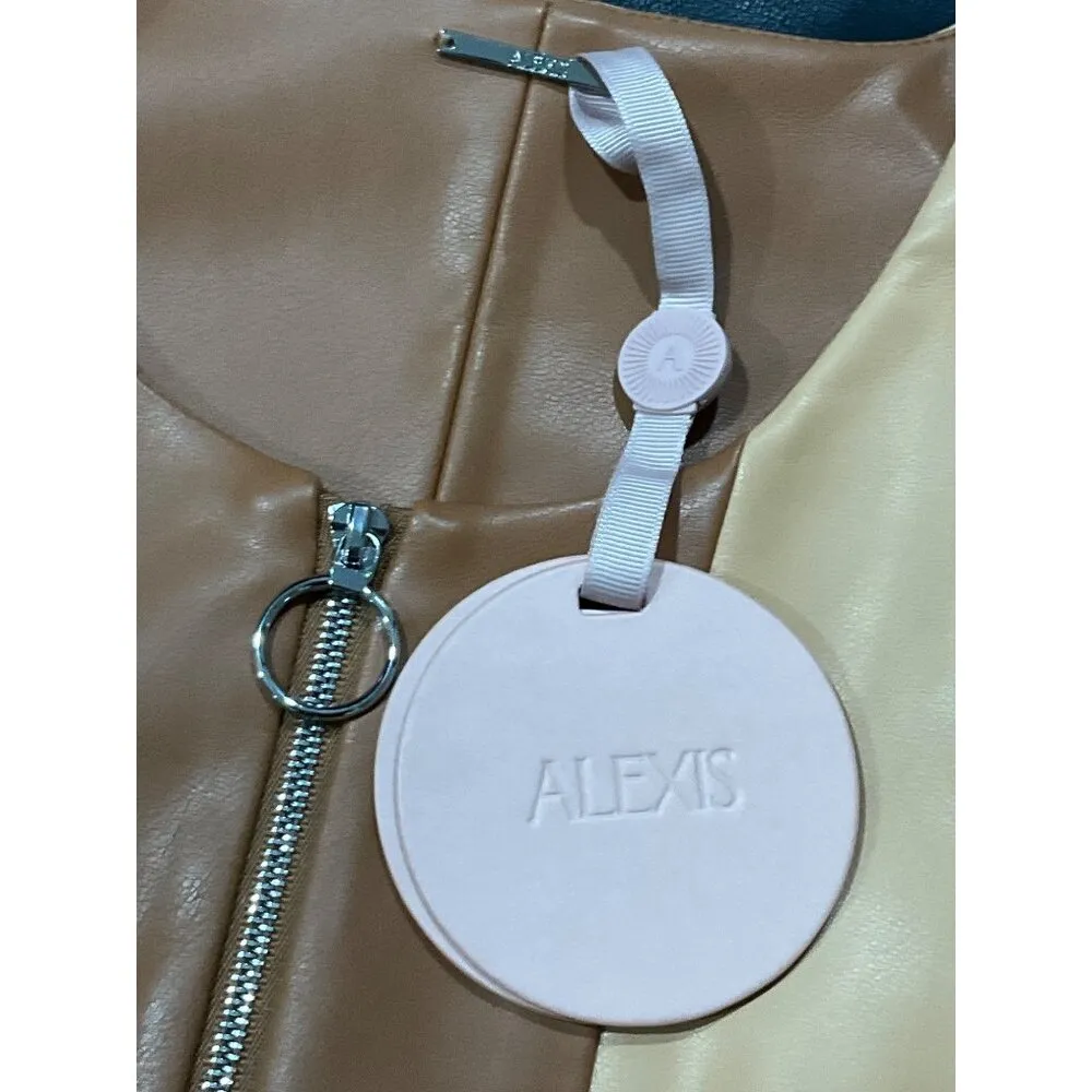 Alexis Cameron Dress in Multi Patchwork Large New asis Womens Vegan Faux Leather - Image 8