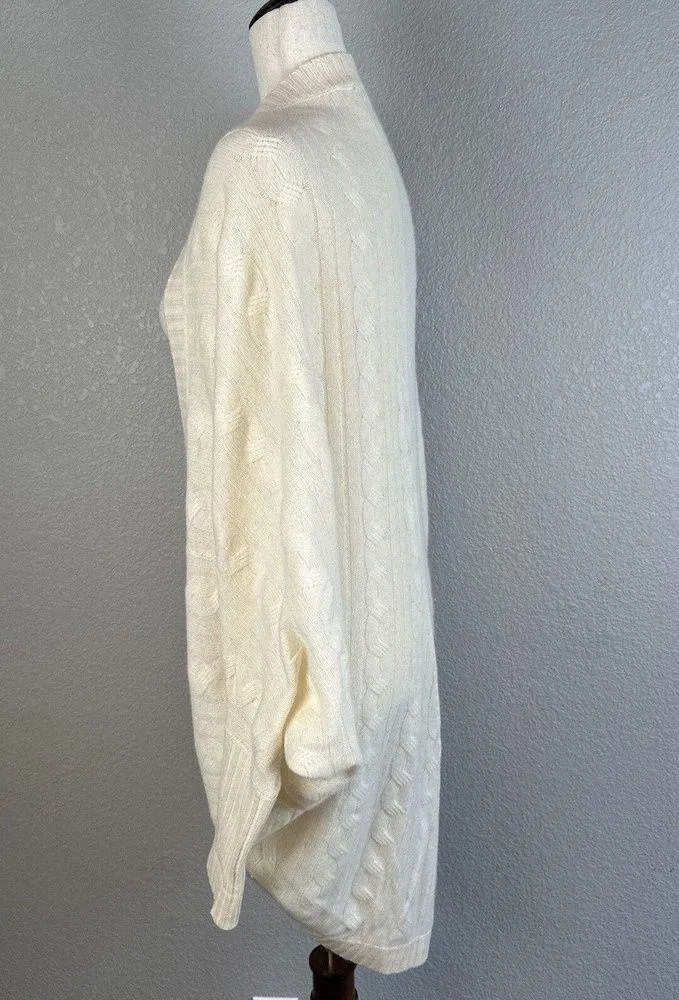 White Warren Dolman Sleeve Cable Knit Cardigan Sweater Size Small Ivory Cashmere - Image 2