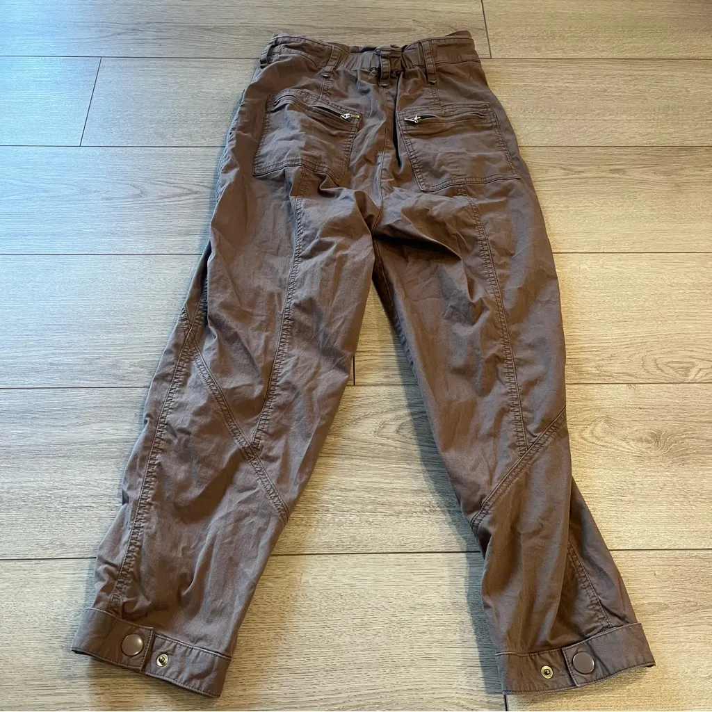 By Anthropologie Brown Cotton Blend High Waisted Cropped Ankle Pant Size 2 - Image 6