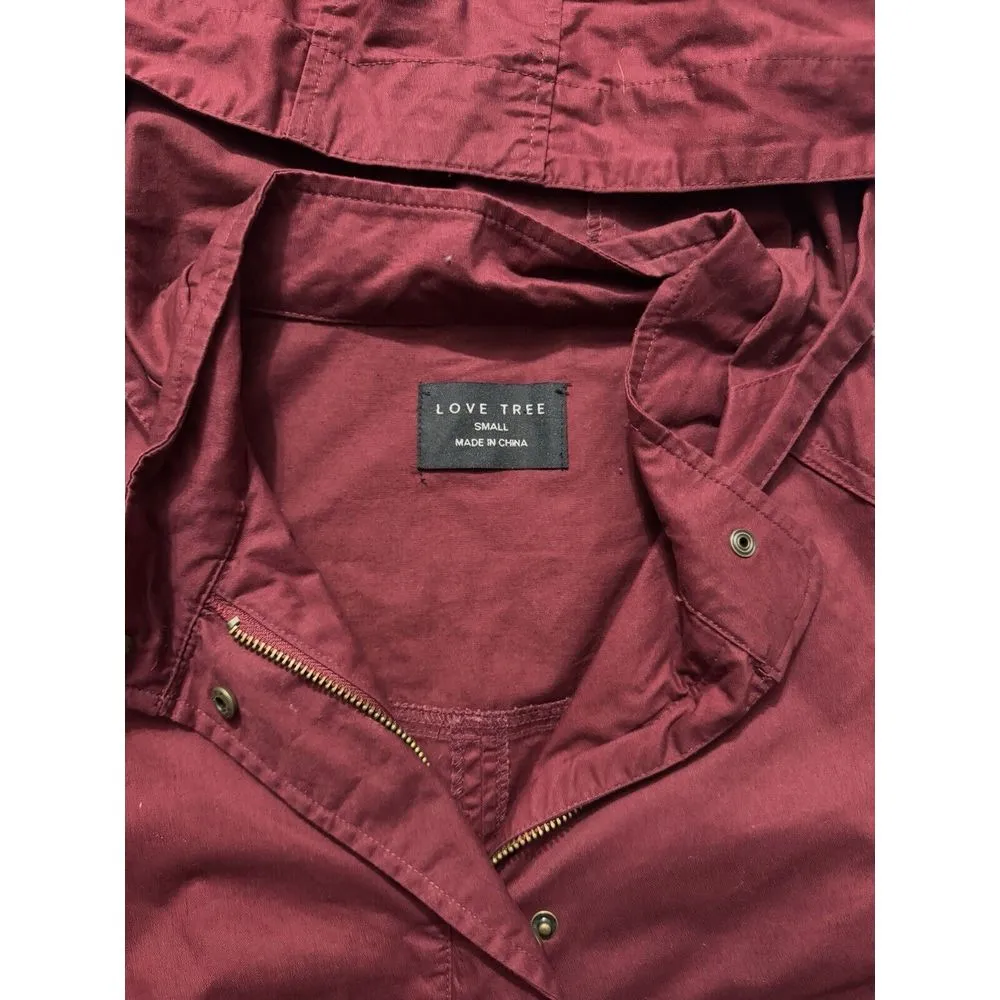 LOVE TREE Women's Red‎ Relaxed Hooded Jacket Full Zip Size Small - Image 4